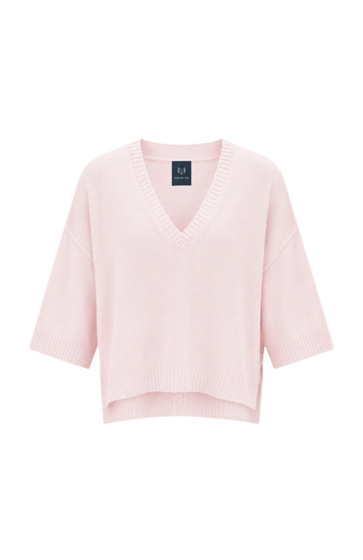 Cashmere V-Neck Short Sleeve Sweater