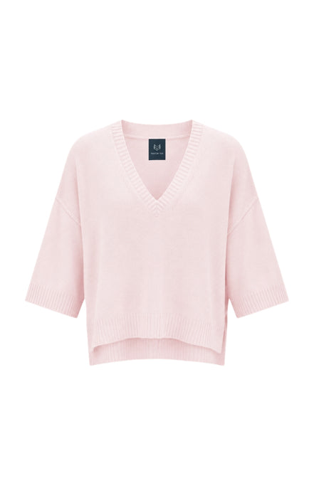 Cashmere V-Neck Short Sleeve Sweater