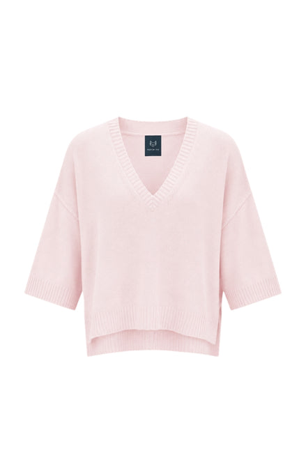 Cashmere V-Neck Short Sleeve Sweater