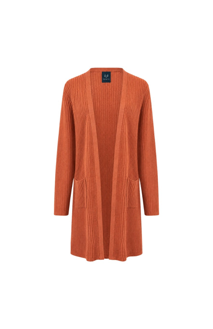 Ribbed Open-Front Longline Cardigan