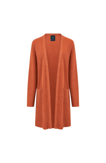 Ribbed Open-Front Longline Cardigan