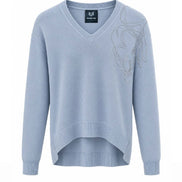Embroidered Detail V-Neck Jumper
