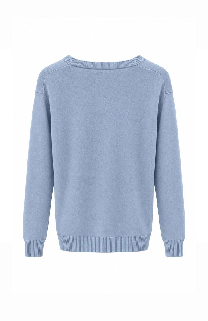 Embroidered Detail V-Neck Jumper