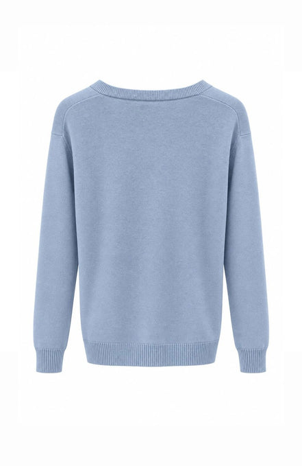 Embroidered Detail V-Neck Jumper