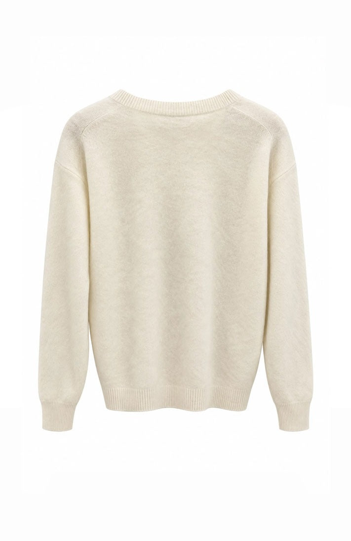 Embroidered Detail V-Neck Jumper