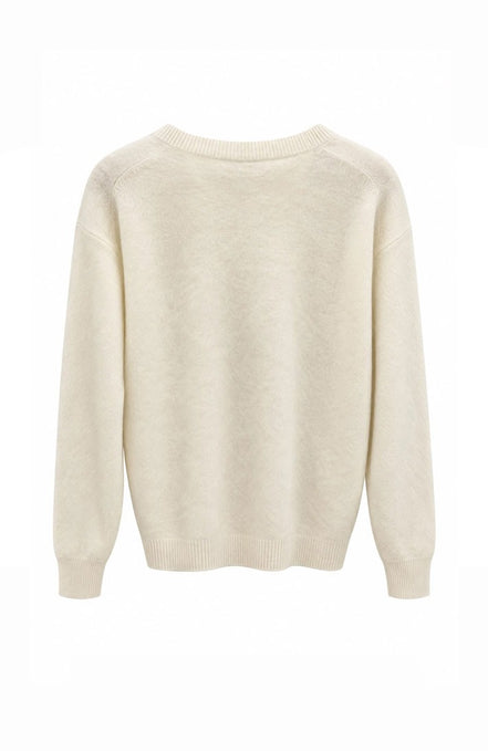 Embroidered Detail V-Neck Jumper