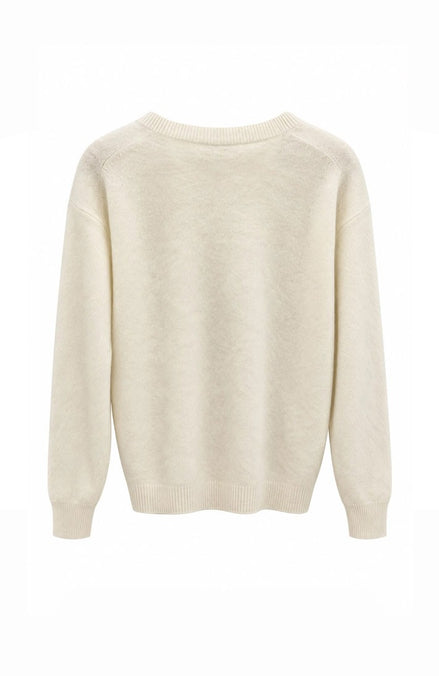 Embroidered Detail V-Neck Jumper
