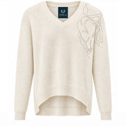 Embroidered Detail V-Neck Jumper