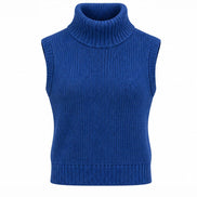 Ribbed Turtleneck Sleeveless Sweater