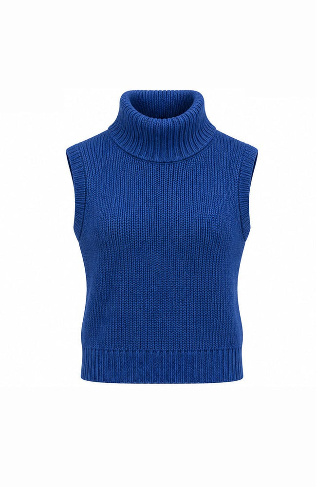 Ribbed Turtleneck Sleeveless Sweater