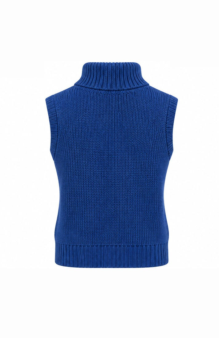 Ribbed Turtleneck Sleeveless Sweater