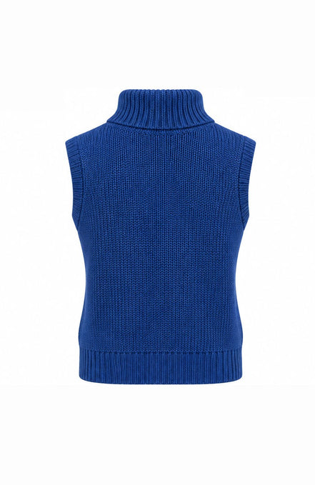Ribbed Turtleneck Sleeveless Sweater