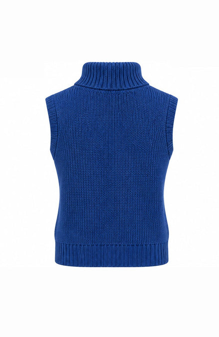 Ribbed Turtleneck Sleeveless Sweater