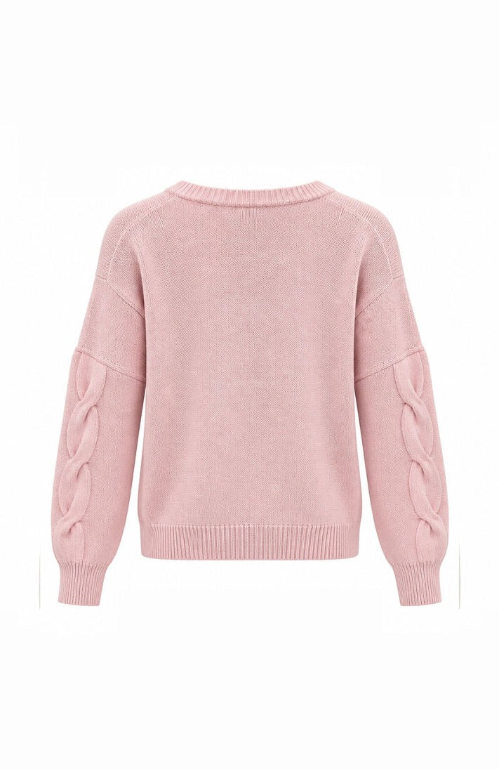 Cable Knit Detail Crew Neck Jumper