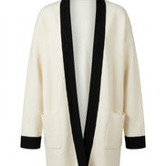 Contrast Trim Open-Front Cardigan