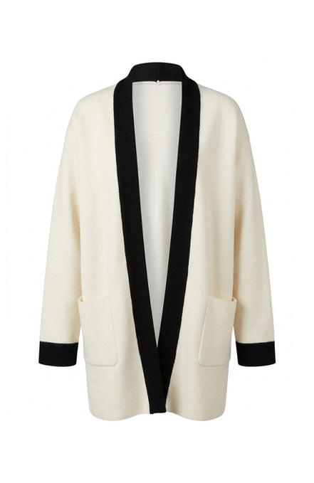 Contrast Trim Open-Front Cardigan