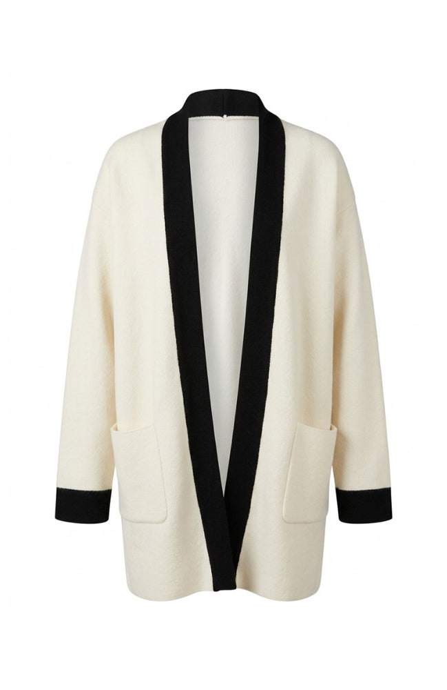 Contrast Trim Open-Front Cardigan