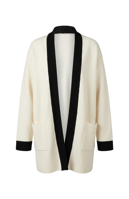 Contrast Trim Open-Front Cardigan