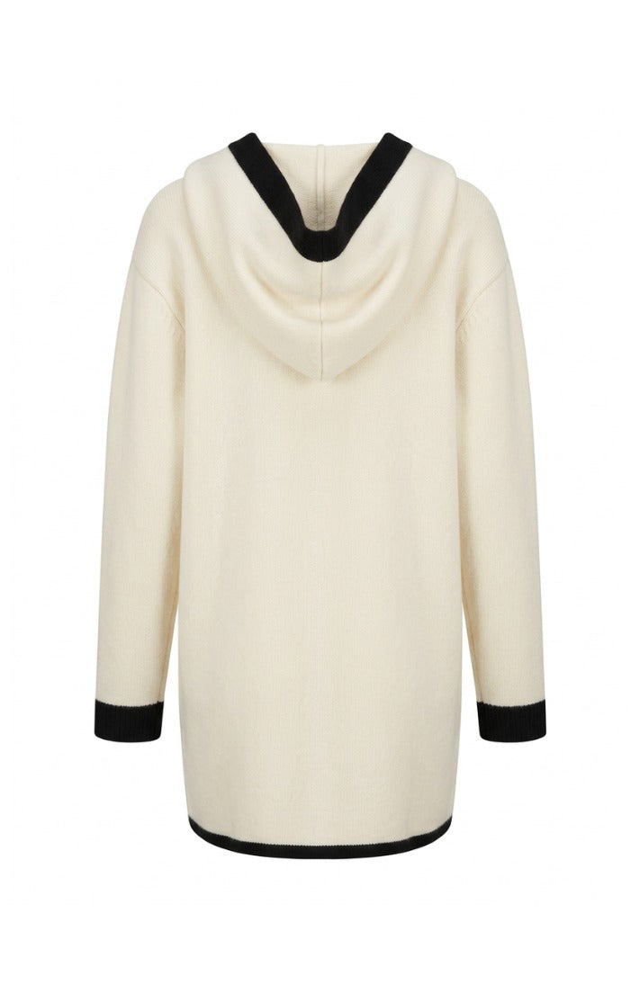 Contrast Trim Open-Front Cardigan