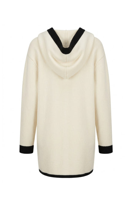 Contrast Trim Open-Front Cardigan