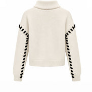 Contrast Sleeve Turtleneck Jumper