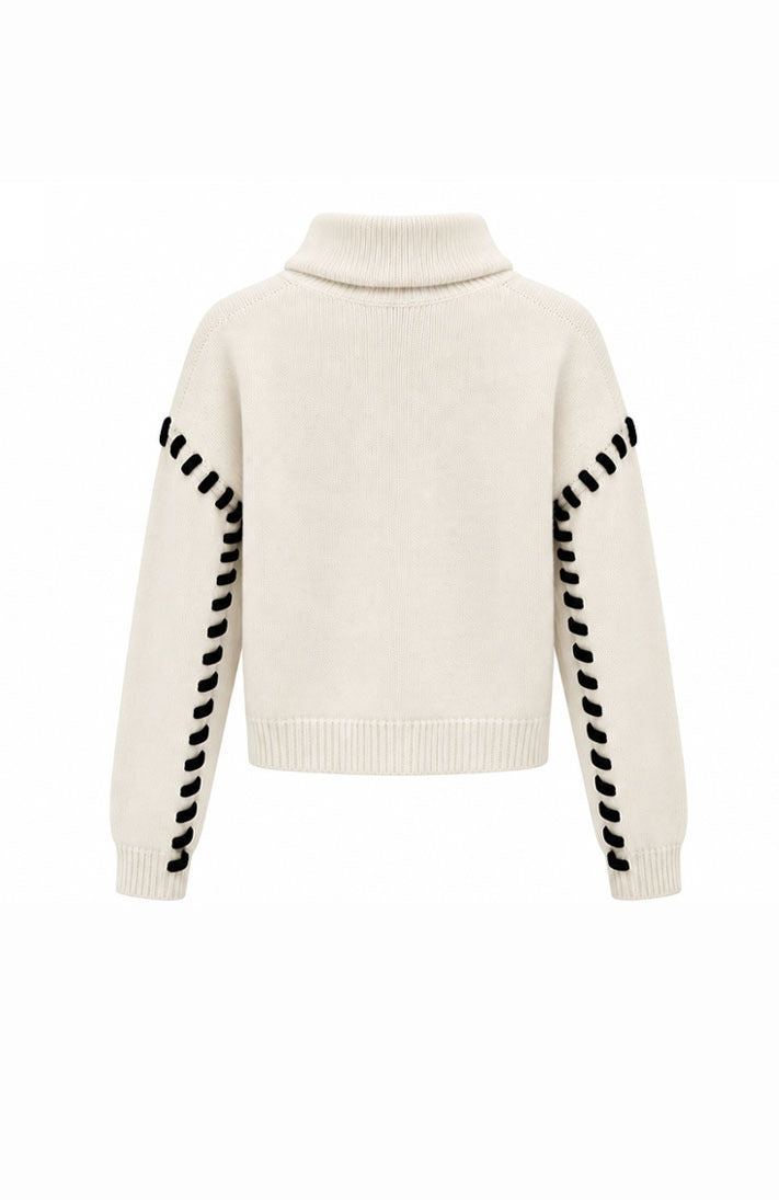 Contrast Sleeve Turtleneck Jumper