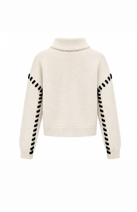 Contrast Sleeve Turtleneck Jumper
