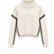 Contrast Sleeve Turtleneck Jumper
